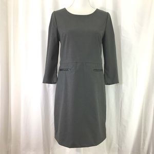 GAP dress gray 3/4 sleeves pockets back zip (E565)